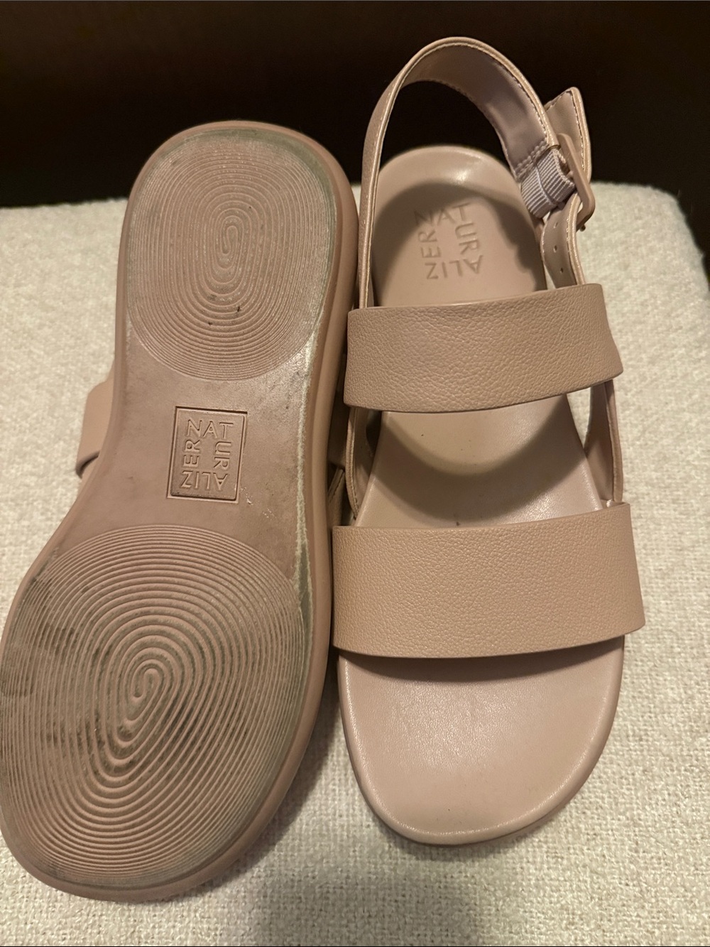 Naturalizer Beige/Tan Double-Strap Slingback Sandals
